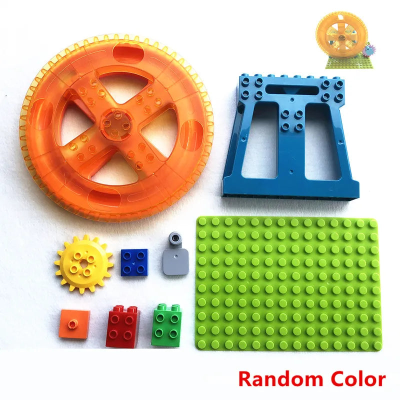 Large Marble Run Electric Spiral Lift Windmill Wheel Roller Coaster Paino Slide Dino Track Parts Compatible Building Blocks Toy