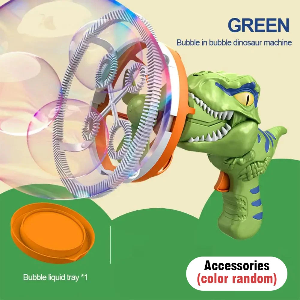 Dinosaur Electric Bubble Gun Automatic Blowing Tuba Large Soap Handheld Bubble Machine Kids Toys Birthday Party Outdoor Wedding