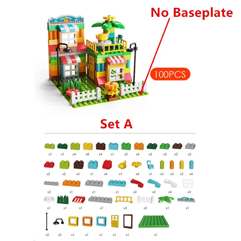 Large Marble Run Electric Spiral Lift Windmill Wheel Roller Coaster Paino Slide Dino Track Parts Compatible Building Blocks Toy