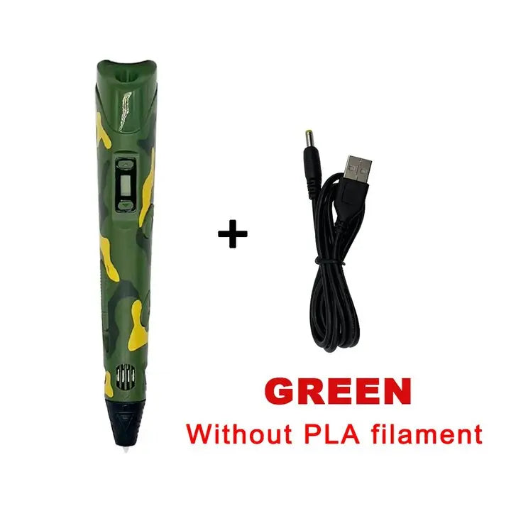 3D Printing Pen DIY Three-dimensional Painting Children Toys Fun Camouflage with Power Adapter PLA Filament New Style Gift