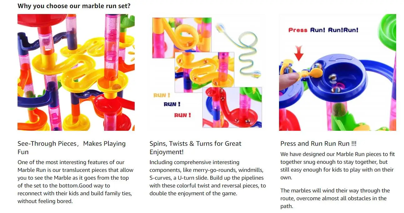 Marble Run Race Track Building Blocks Kids 3D Maze Ball Roll Toy DIY Marble Run Race Coaster Set 80/105/109/133pc Christmas Gift