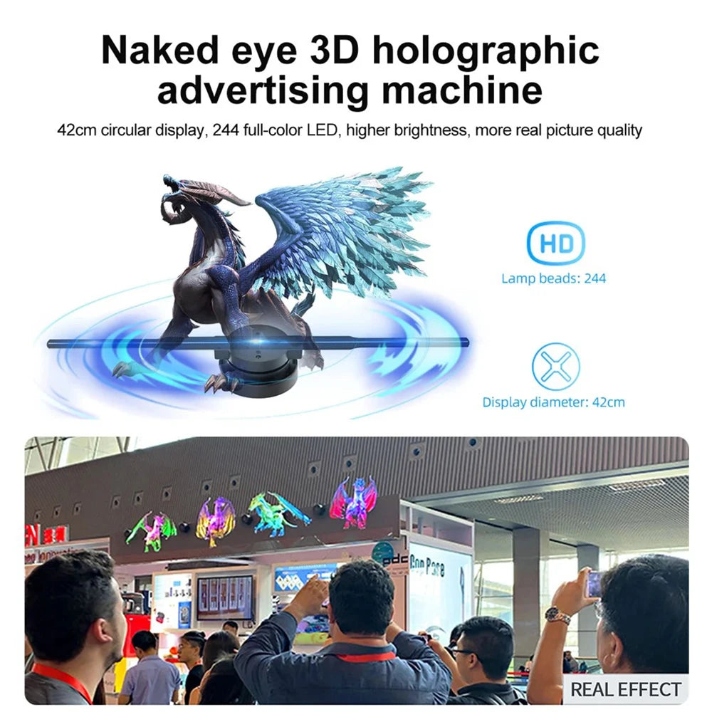3D Hologram Fan 3D Holographic Projector Advertising Display Light HD Holographic Projector Stores Bars Party Xmas Halloween
