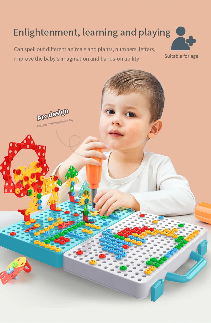 Electric Drill Nut Disassembly Match Tool Toys Children Educational Assembled Blocks Sets Tools For Boys Design Building Toys