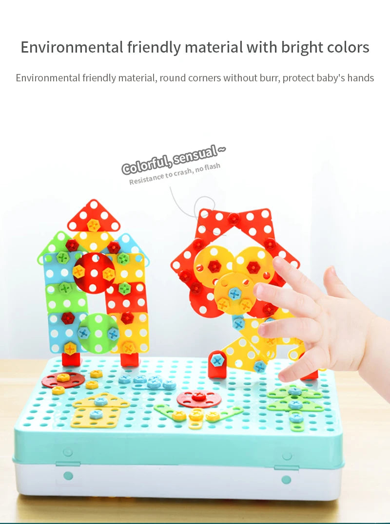 Electric Drill Nut Disassembly Match Tool Toys Children Educational Assembled Blocks Sets Tools For Boys Design Building Toys