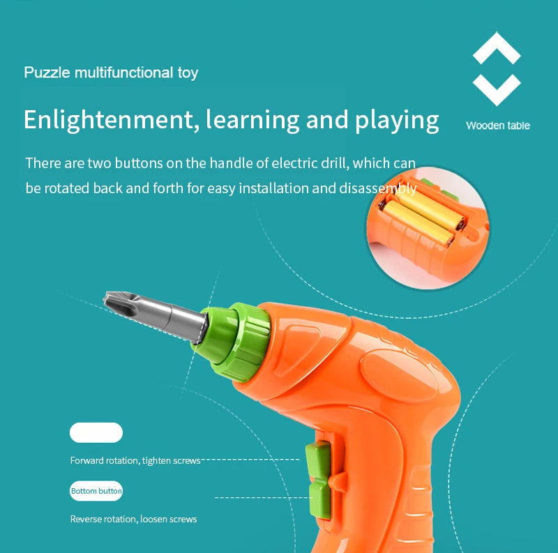 Electric Drill Nut Disassembly Match Tool Toys Children Educational Assembled Blocks Sets Tools For Boys Design Building Toys