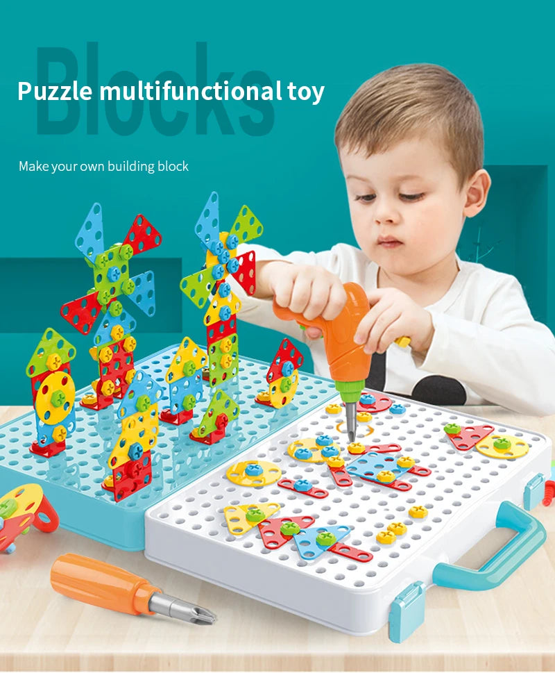 Electric Drill Nut Disassembly Match Tool Toys Children Educational Assembled Blocks Sets Tools For Boys Design Building Toys