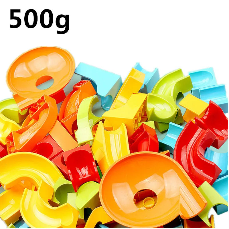 Large Marble Run Electric Spiral Lift Windmill Wheel Roller Coaster Paino  Slide Dino Track Parts Compatible Building Blocks Toy