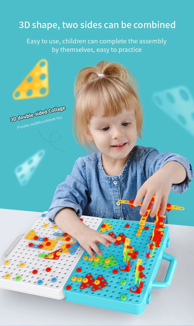 Electric Drill Nut Disassembly Match Tool Toys Children Educational Assembled Blocks Sets Tools For Boys Design Building Toys