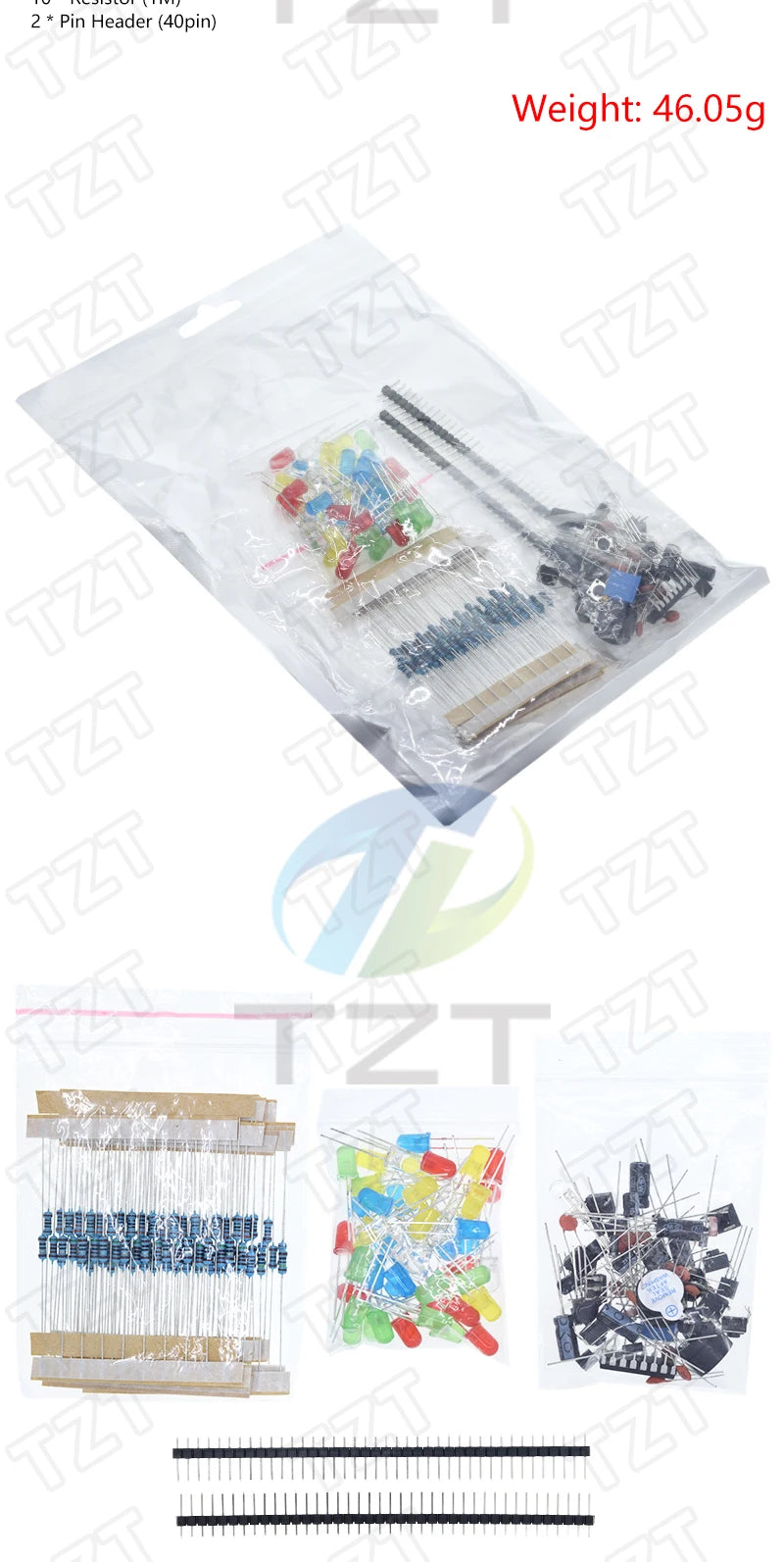 New Electronics Basic Starter Kit for Arduino UNO MEGA2560 Raspberry Pi with LED Buzzer Capacitor Resistor