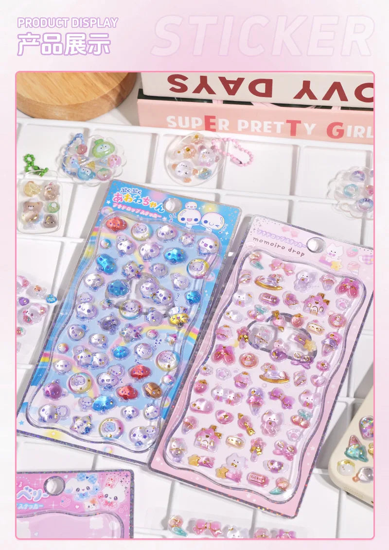 In stock 3D Kids Stickers Cat and Bunny DIY Decorative Stickers for Phones, Notebooks, and Educational Rewards