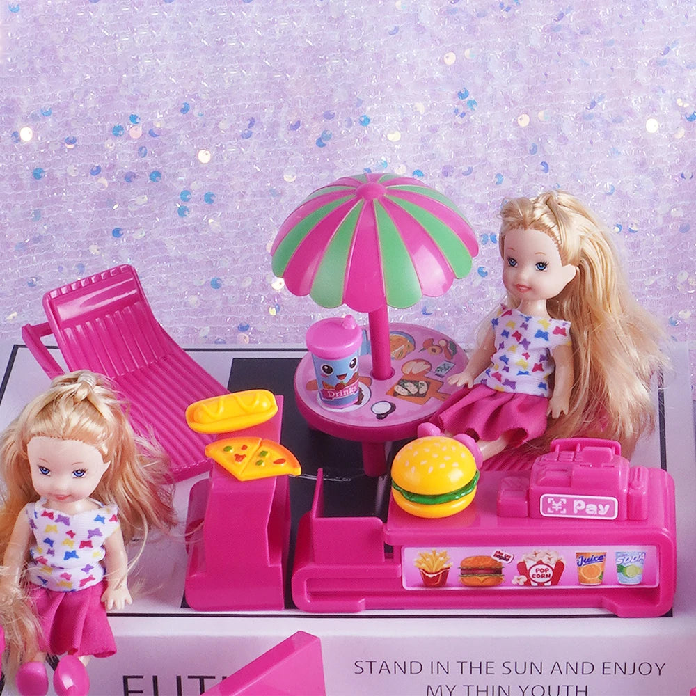 Mini Fashion Girl Doll With Pet Dog Travel Convertible Car Toy