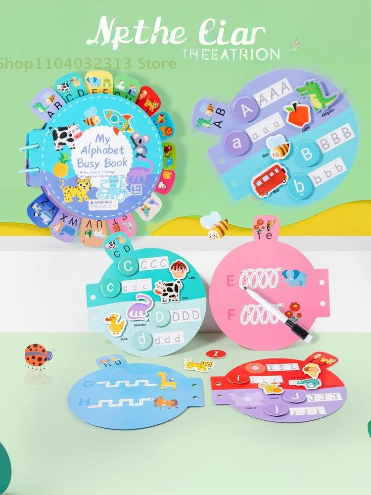 Interactive Activity Book Quiet Book Alphabet Stickers for Kids Brain Development