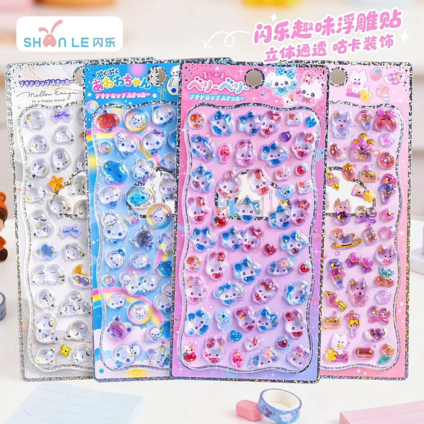 In stock 3D Kids Stickers Cat and Bunny DIY Decorative Stickers for Phones, Notebooks, and Educational Rewards