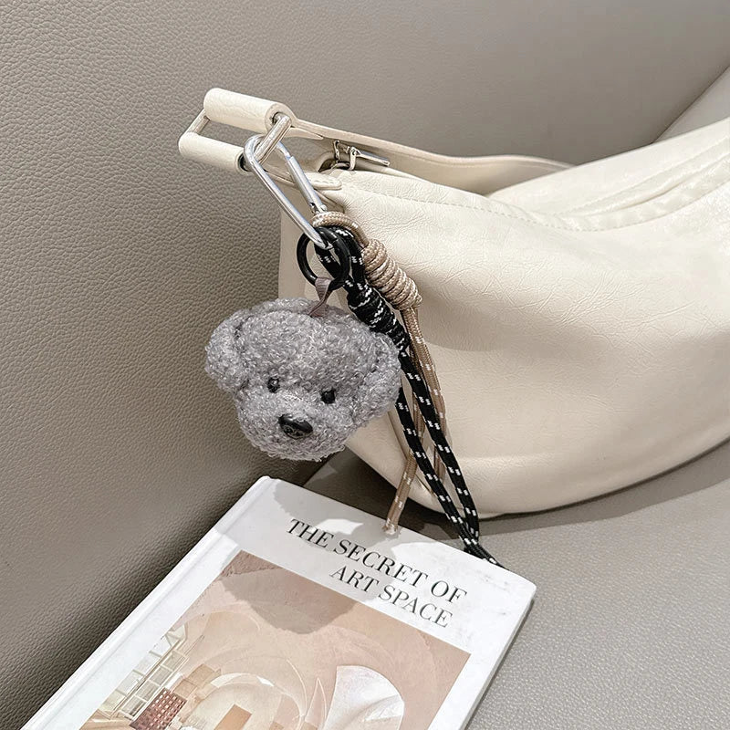 Plush Puppy Dog Keychain Braided Rope Bag Pendant Keyring Creative Fashion Pendant Simple All-matching Bag Decoration Accessorie
