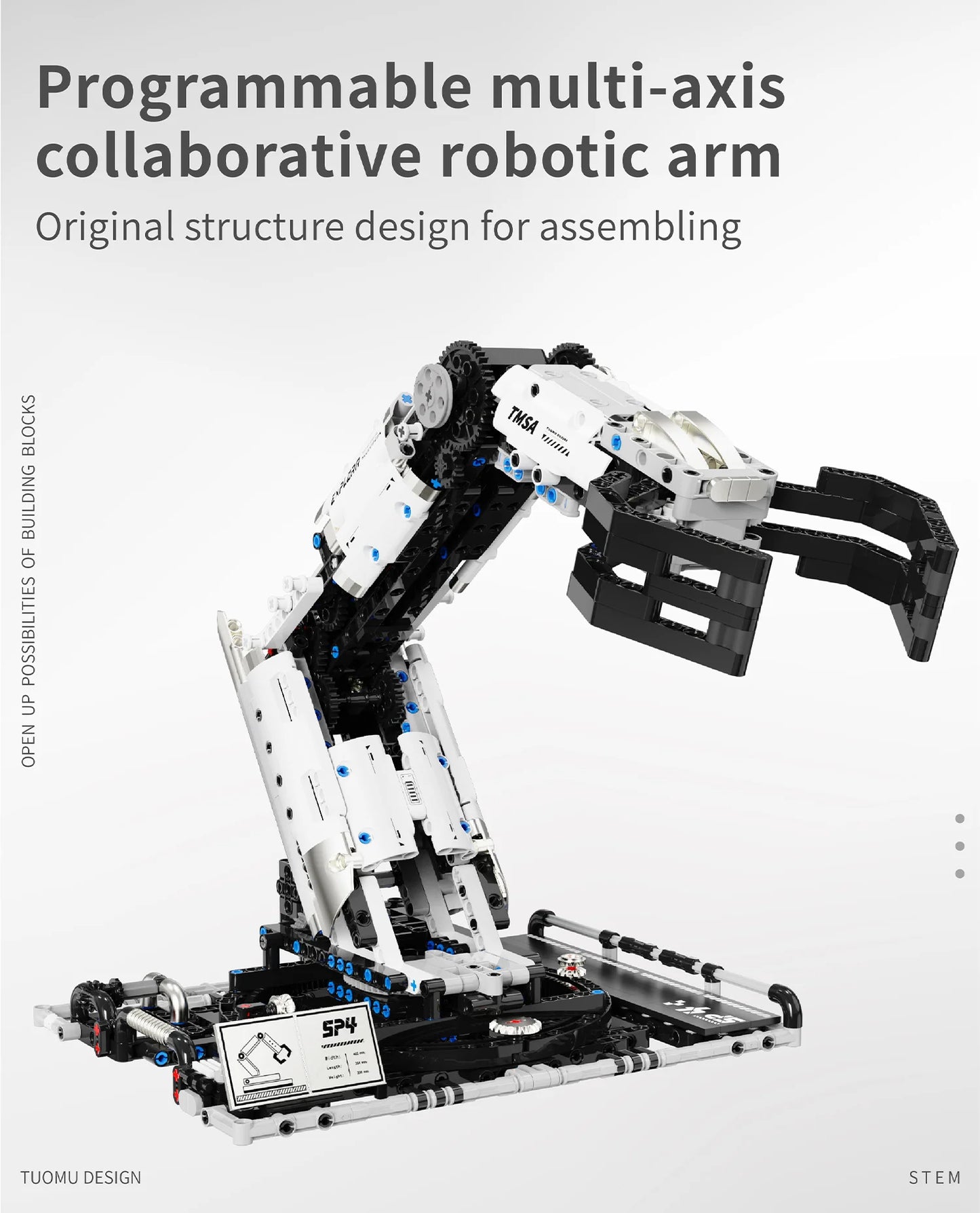 Science and education puzzle assembling programmable electric robot arm building blocks remote control toy student gift