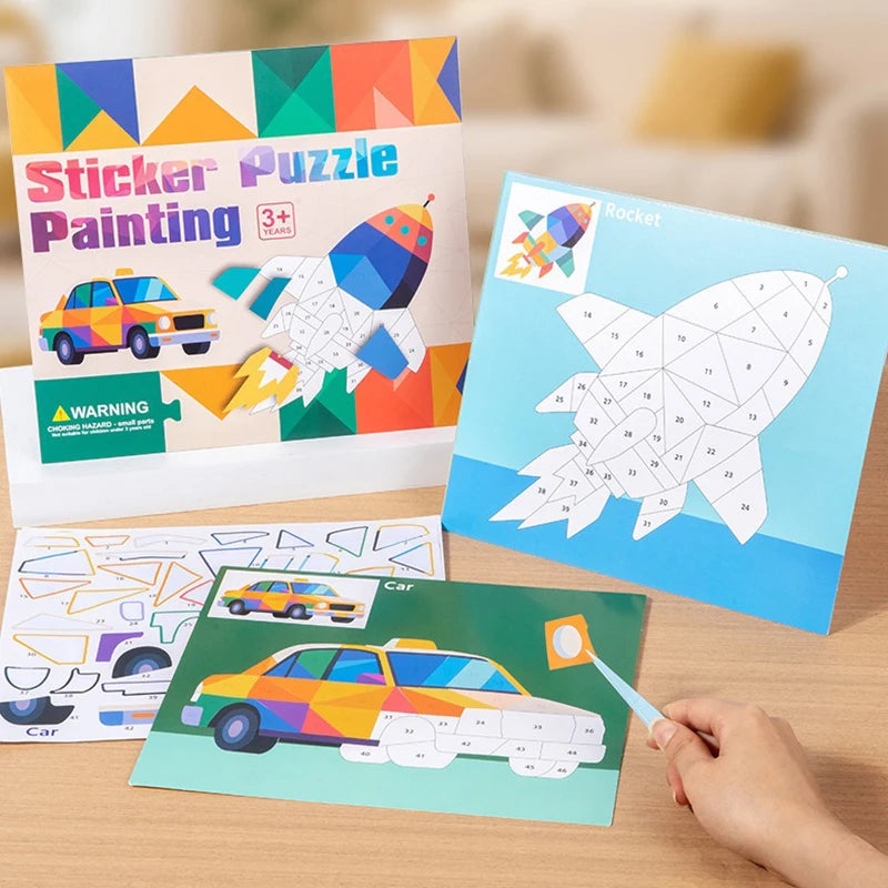 3D Puzzle Sticker DIY Craft Art Kit with Self-Adhesive Paper Back-to-School Gift Animal Collages Creative Handcraft Educational