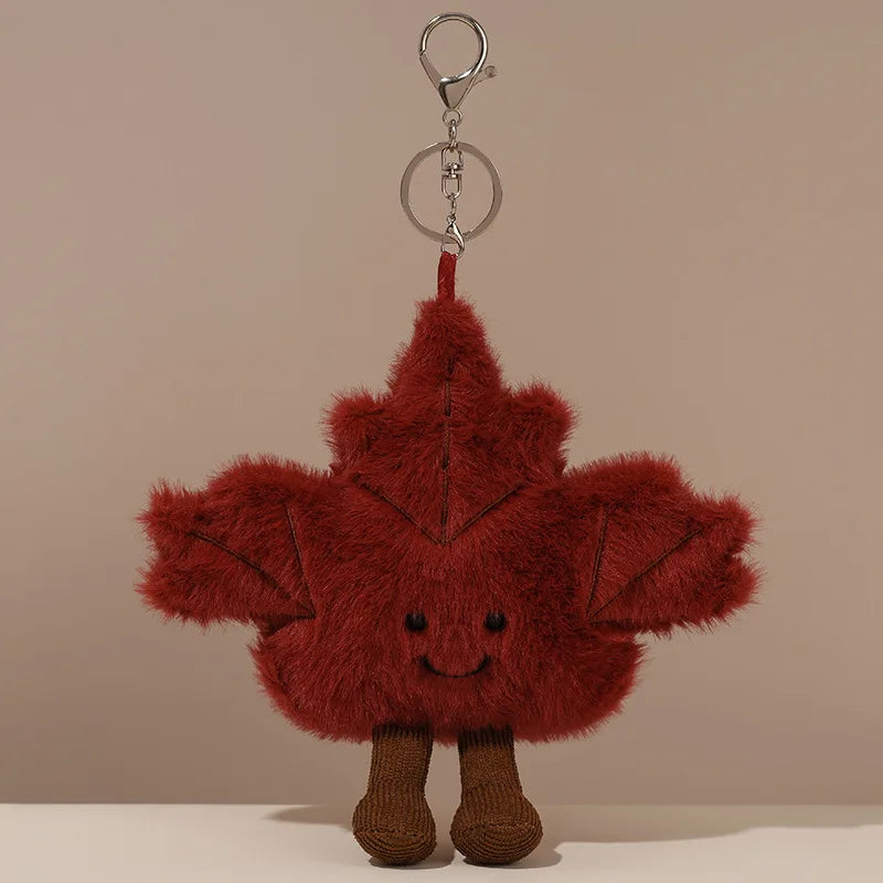 16cm Cute Interactive Maple Leaf Plush Toy Snowflake Doll Keychain Creative Girl's Bag Pendant Gift Cartoon Series Soft Stuffed