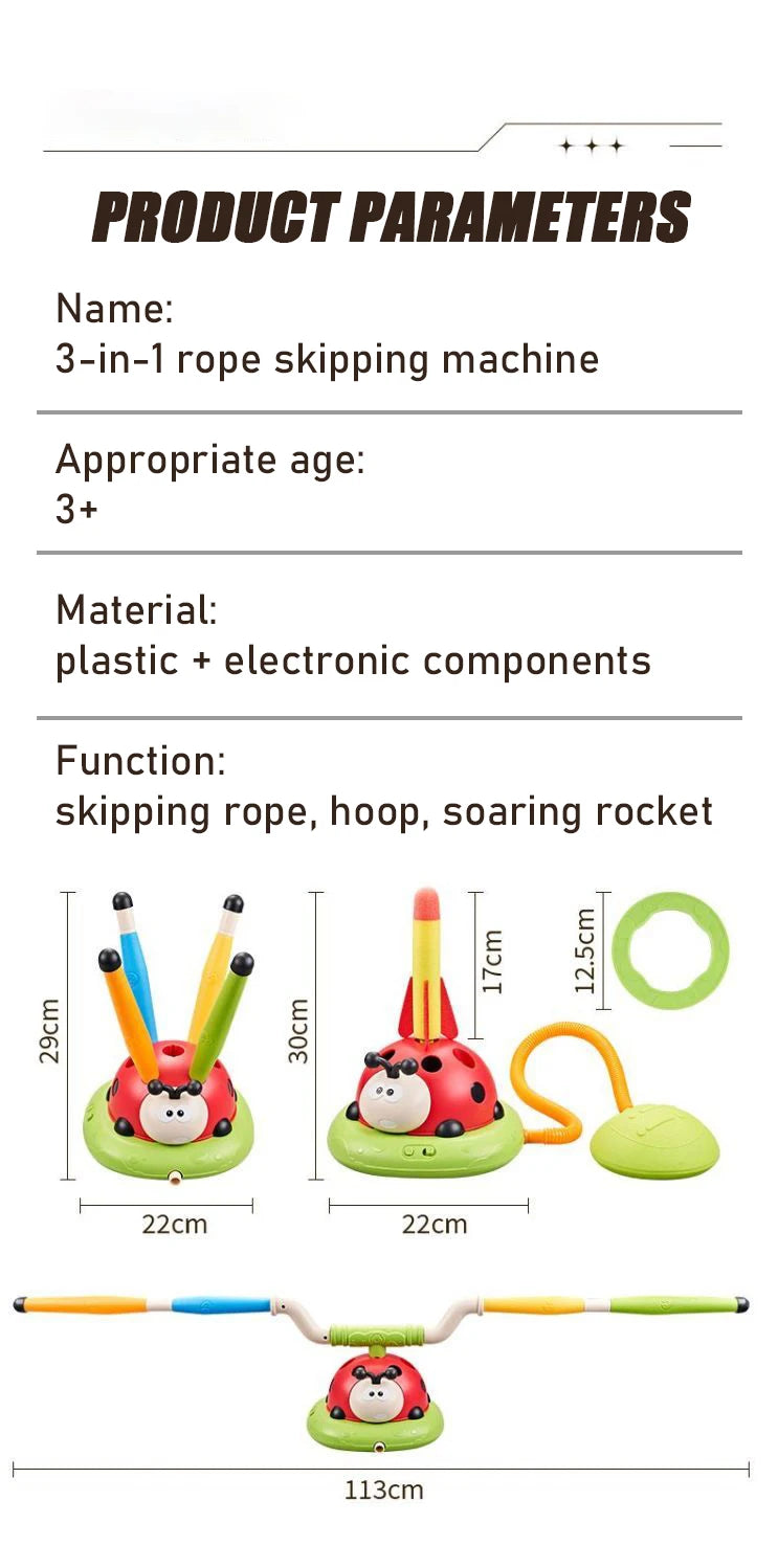 3-In-1 Kid Skipping Rope Machine Ferrule Game Adjustable Sport Machine Somatosensory Training Toy Indoor Outdoor Sport Equipment