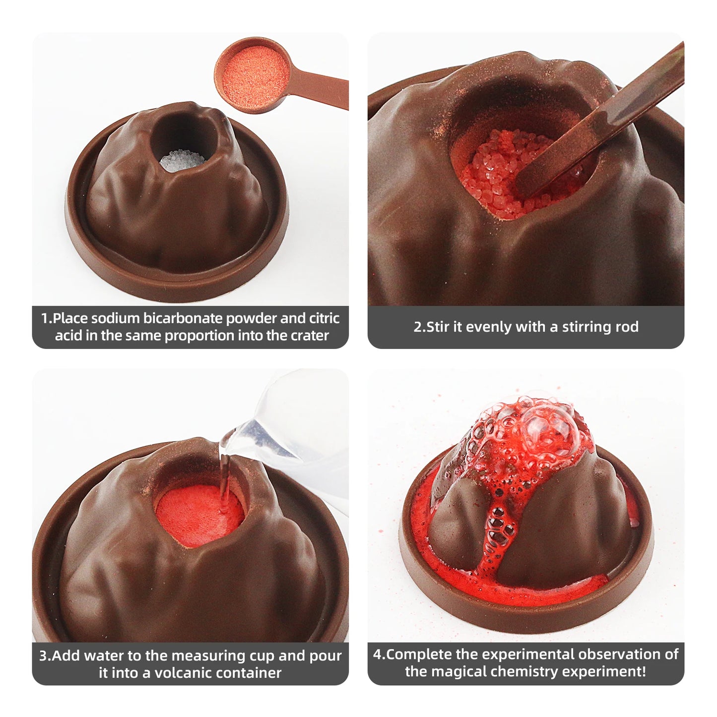 Volcano eruption DIY scientific experiment set, children's toy, snow mountain science and education small production