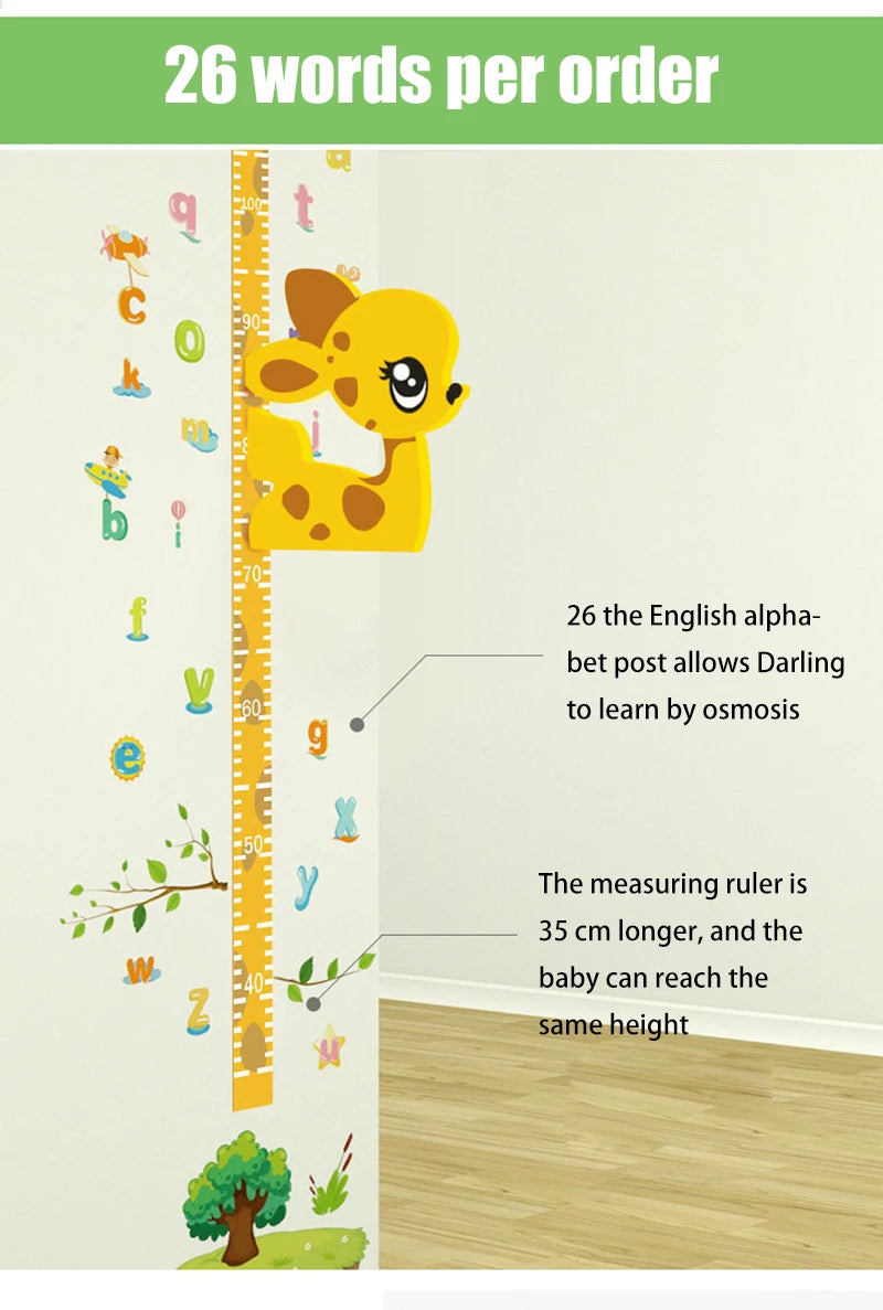 Removable 3d Three-dimensional Cartoon Height Stickers Self-adhesive Children's Magnetic Suction Baby Height Wall Stickers