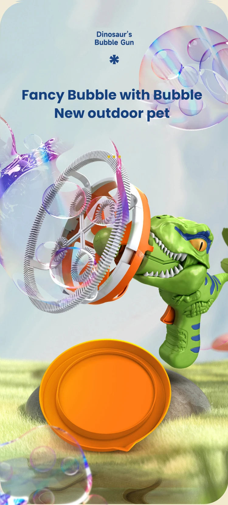 Dinosaur Electric Bubble Gun Automatic Blowing Tuba Large Soap Handheld Bubble Machine Kids Toys Birthday Party Outdoor Wedding