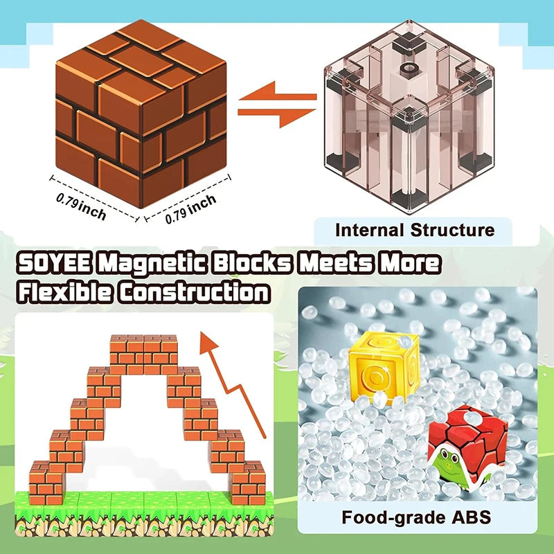 Magnetic Building Blocks Mine Magnet World Set Toys STEM Montessori Stacking Cube Construction Set Christmas Gift For Kid