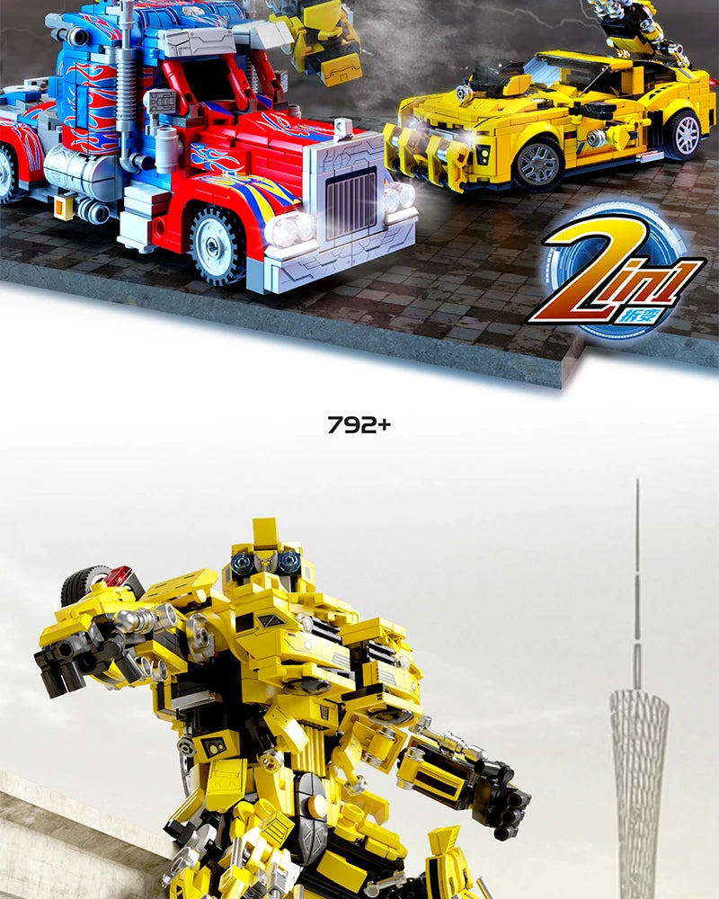 MOC Technology Movie 2 in 1 Deformation Transform Robot Model Building Blocks Bricks Toys Cars Birthday Gifts for Kids Children