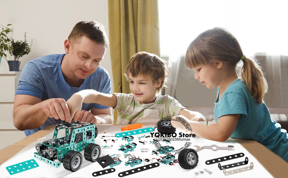 Building Toys Model Truck Set STEM Building Projects Model Car Kit Toys for Kids Assembly Toys for Boys 3D Metal Engineering Kit