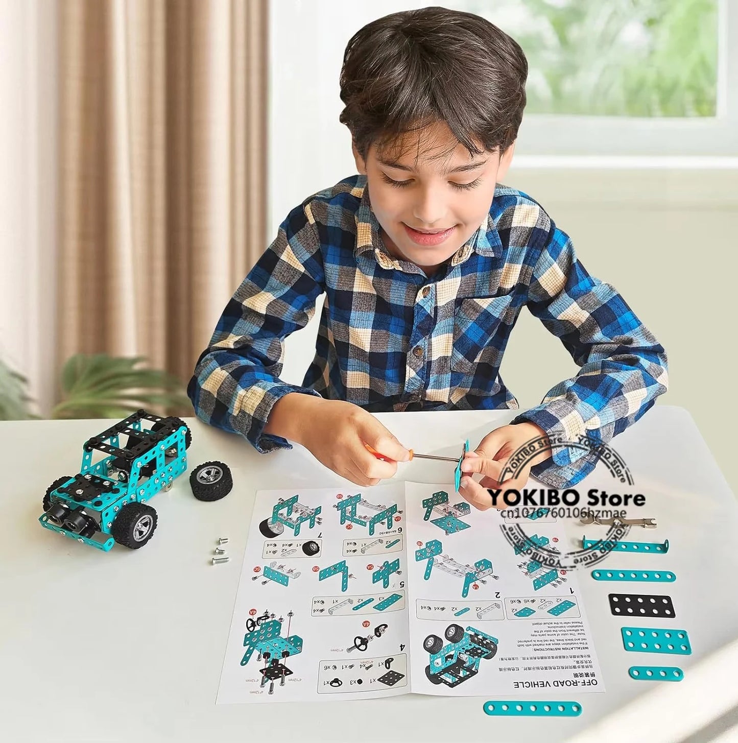 Building Toys Model Truck Set STEM Building Projects Model Car Kit Toys for Kids Assembly Toys for Boys 3D Metal Engineering Kit