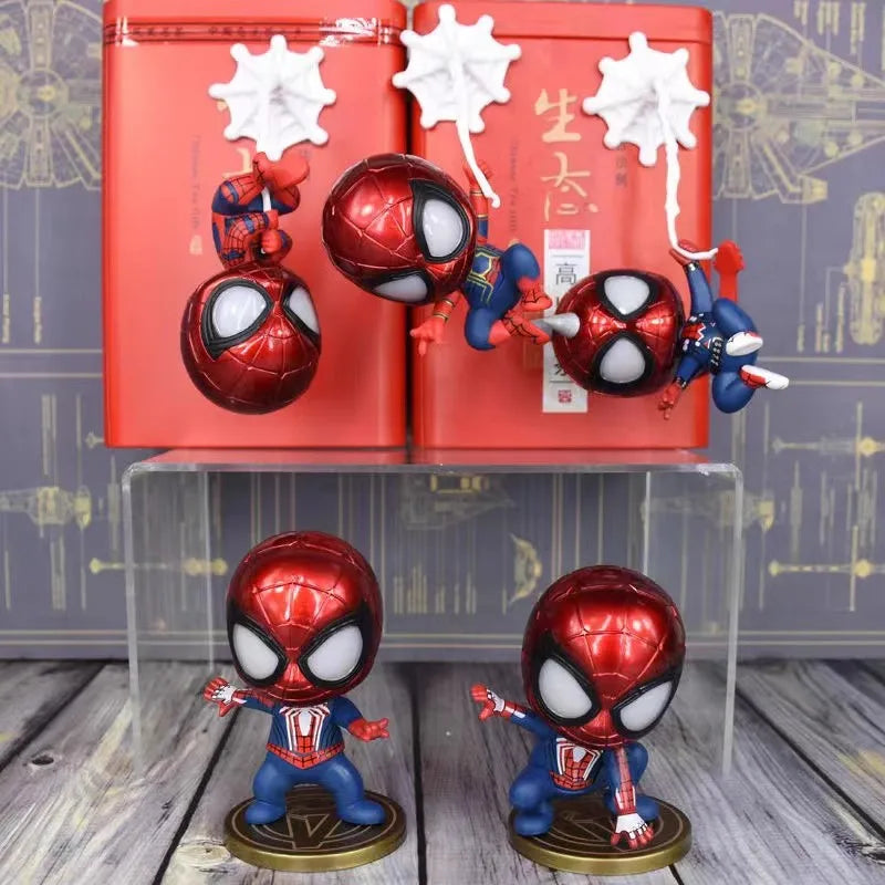 Marvel Q-Version Spider Man Mini Action Figurines Toy Man Desktop Car Ornaments Model Birthday Gifts Wholesale