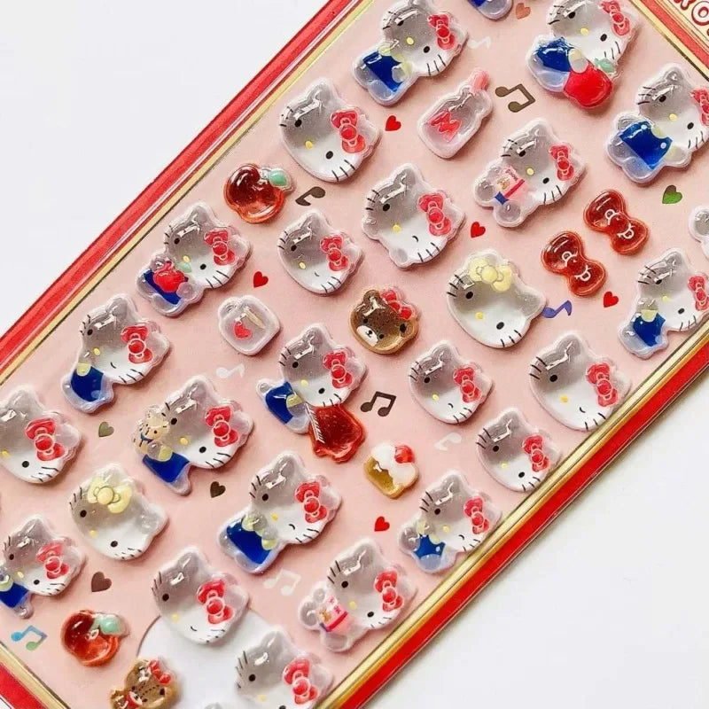 3D Sanrio Hello Kitty Anime Sticker Jelly Toys Phone DIY Crystal Decorative Stickers Christmas Cards Decorative Stickers Gifts