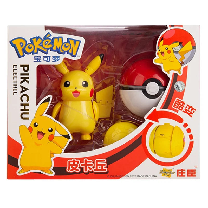 Pokemon Anime Figure Pikachu Mewtwo Charizard Genuine Box Pocket Monster Action Deformation Pokeball Toy Figures Model Gifts