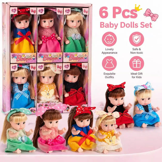 A Set of 6 Mini Baby Dolls, Reborn Baby Dolls, Suitable for Children Aged 3 And Above