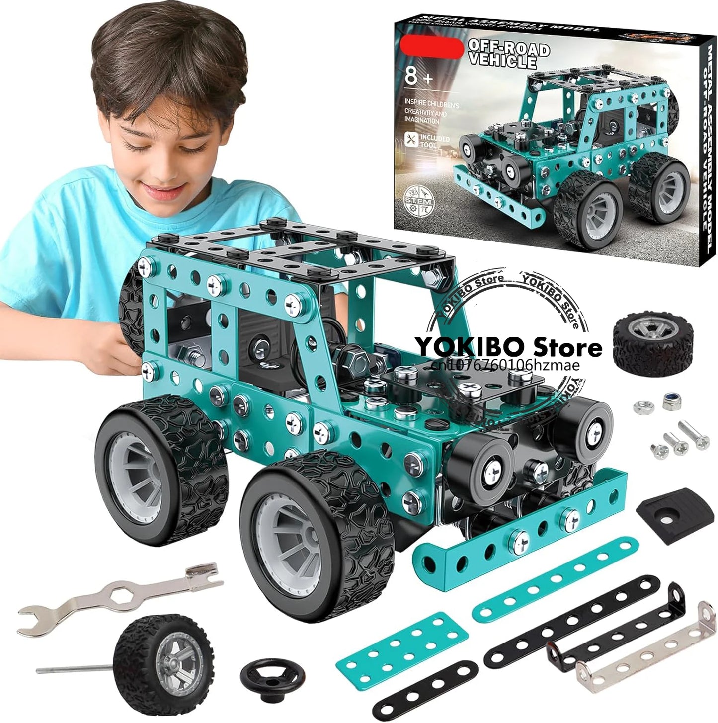 Building Toys Model Truck Set STEM Building Projects Model Car Kit Toys for Kids Assembly Toys for Boys 3D Metal Engineering Kit