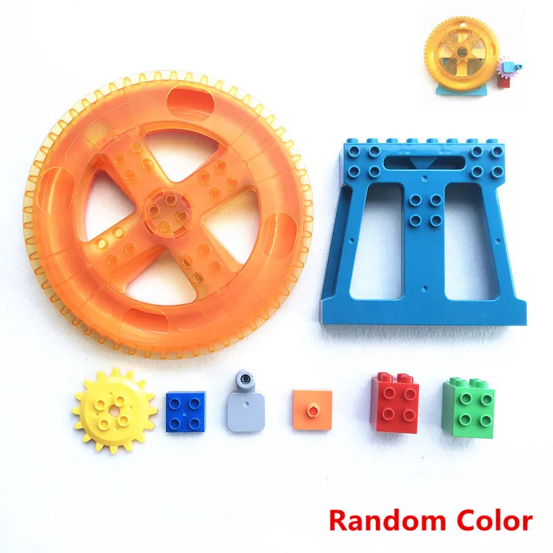 Large Marble Run Electric Spiral Lift Windmill Wheel Roller Coaster Paino  Slide Dino Track Parts Compatible Building Blocks Toy