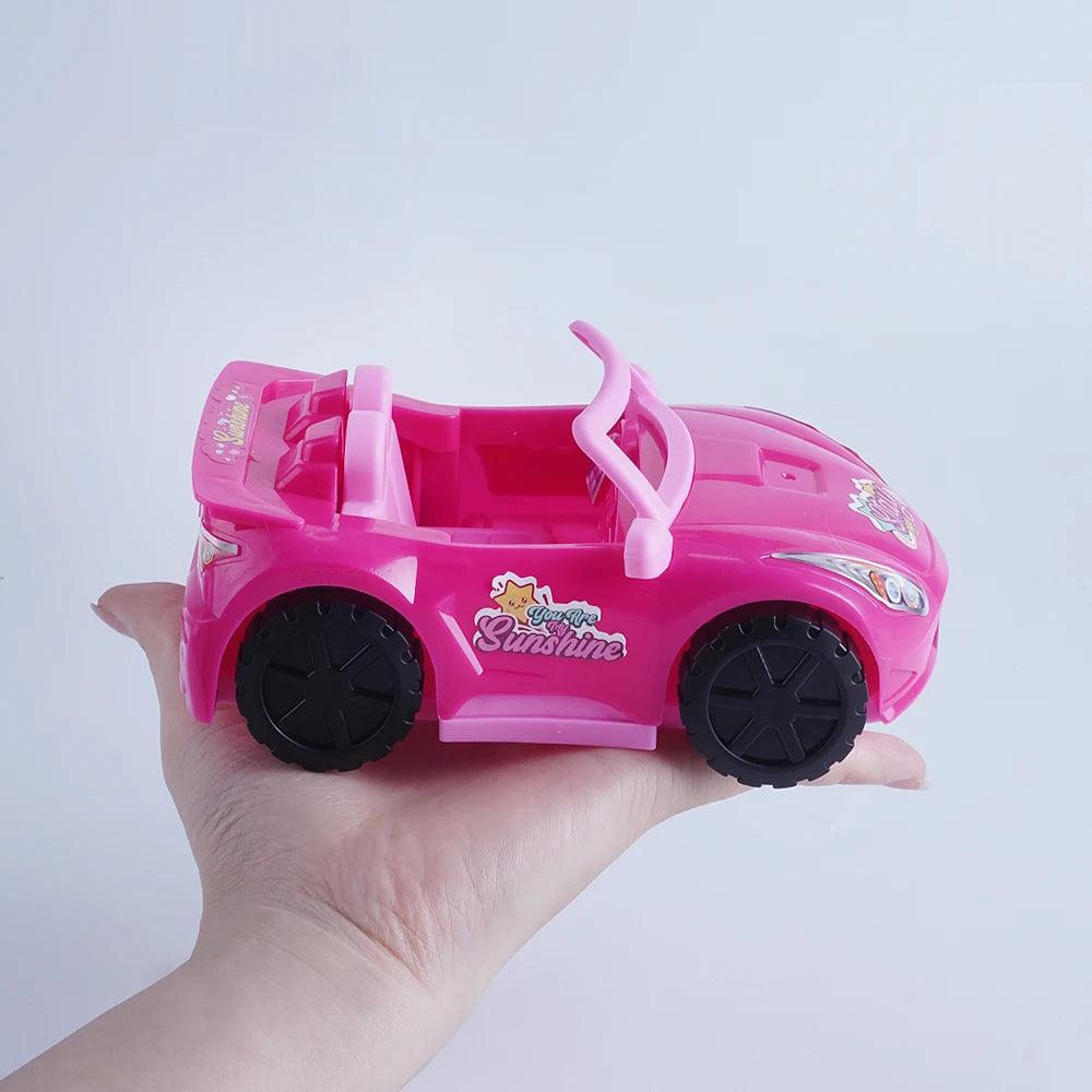 Mini Fashion Girl Doll With Pet Dog Travel Convertible Car Toy