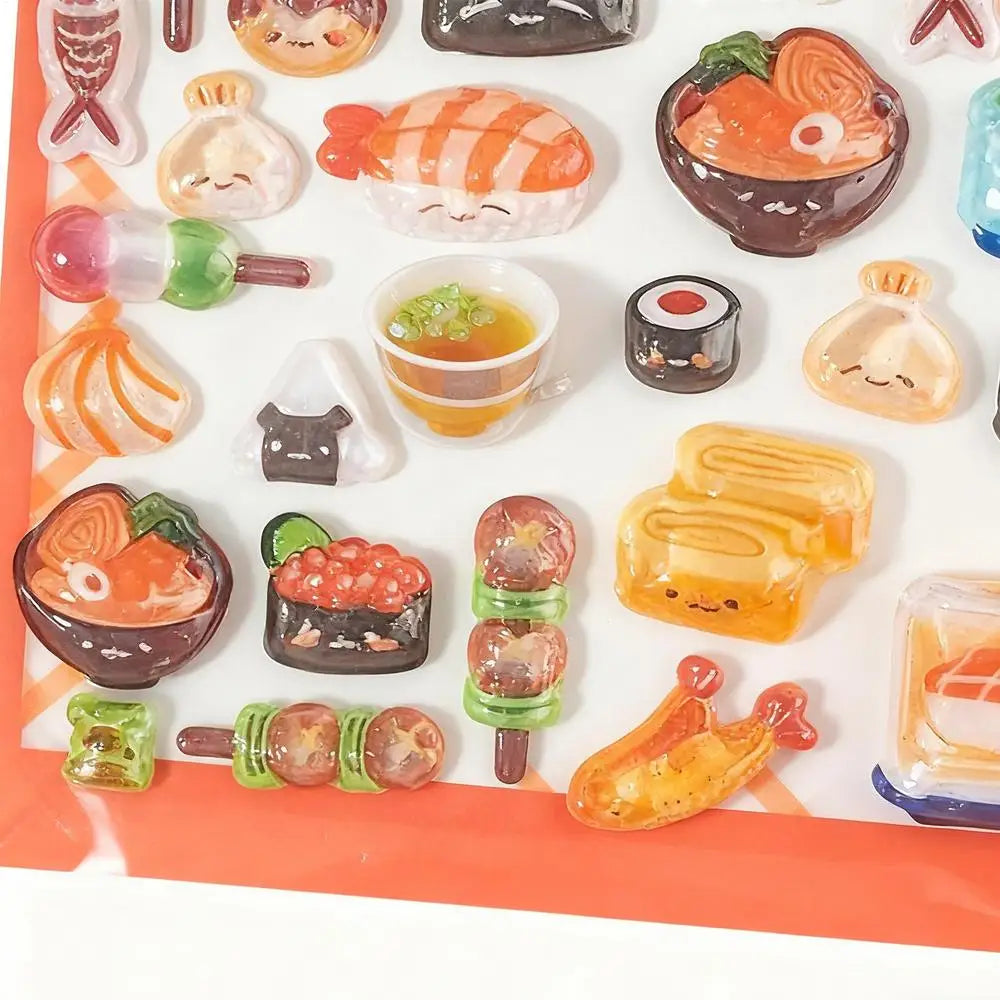 3D Stickers for Kids Cartoon Adhesive Decals Foods Theme 3D Puff Sticker for Laptops Phone Case Party Birthday Classroom Reward