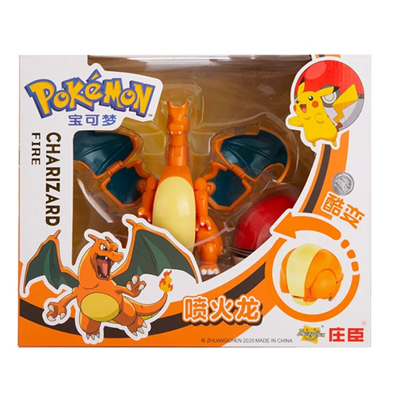 Pokemon Anime Figure Pikachu Mewtwo Charizard Genuine Box Pocket Monster Action Deformation Pokeball Toy Figures Model Gifts