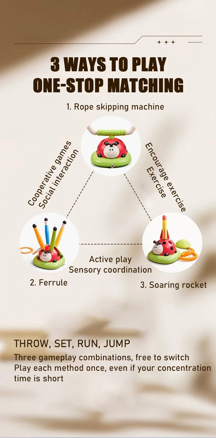 3-In-1 Kid Skipping Rope Machine Ferrule Game Adjustable Sport Machine Somatosensory Training Toy Indoor Outdoor Sport Equipment