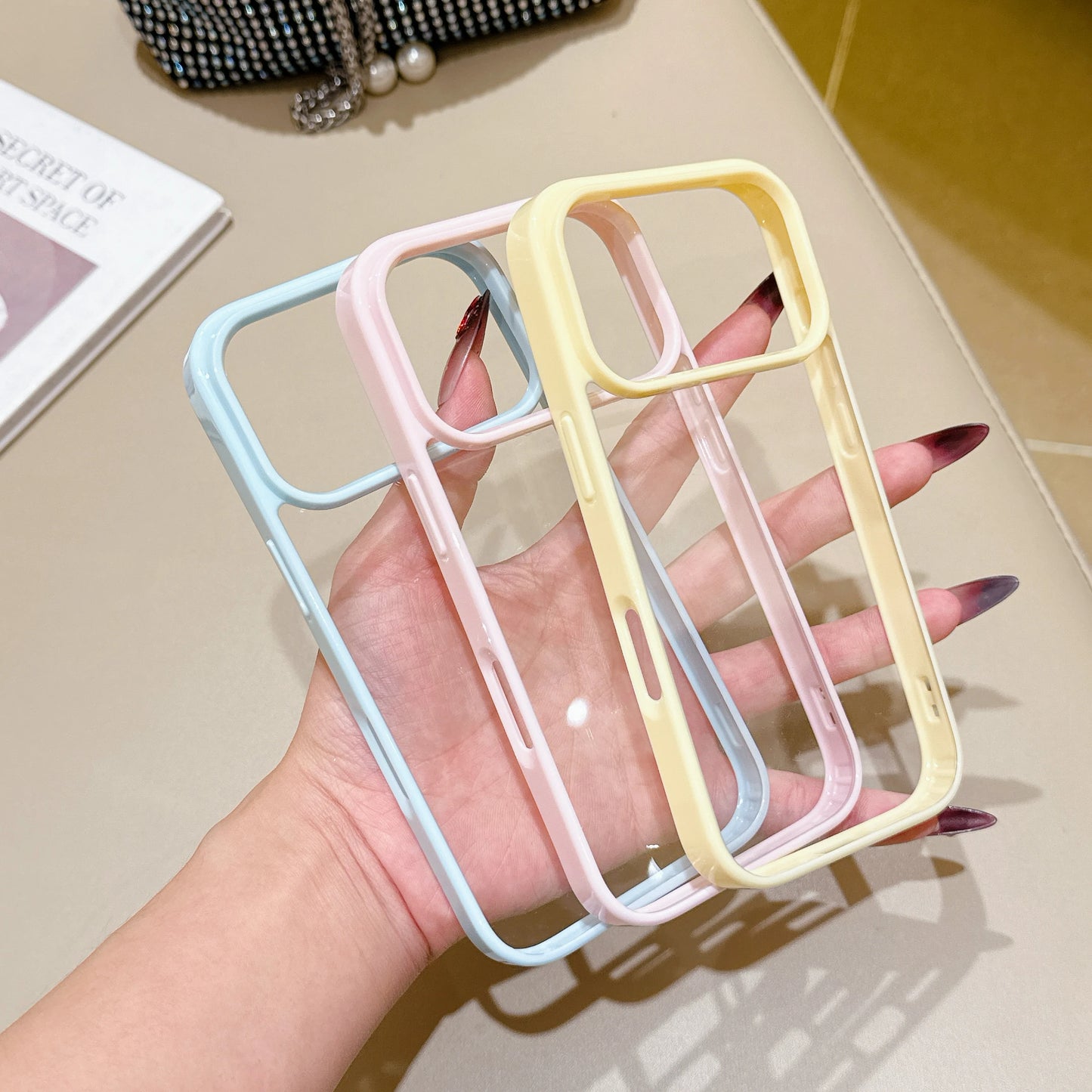 Candy Color Acrylic Hard Phone Case For iPhone 17 16 15 14 Plus 13 12 Pro Max Clear Silicone Soft Shell Shockproof Back Cover