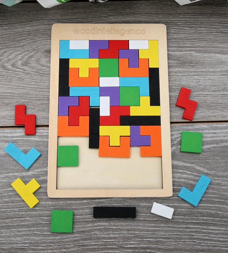 3D Wooden Russia Puzzle Baby Early Education Color Shape Game Children Thinking Logic Square Toy Puzzle For Kids Christmas Gifts
