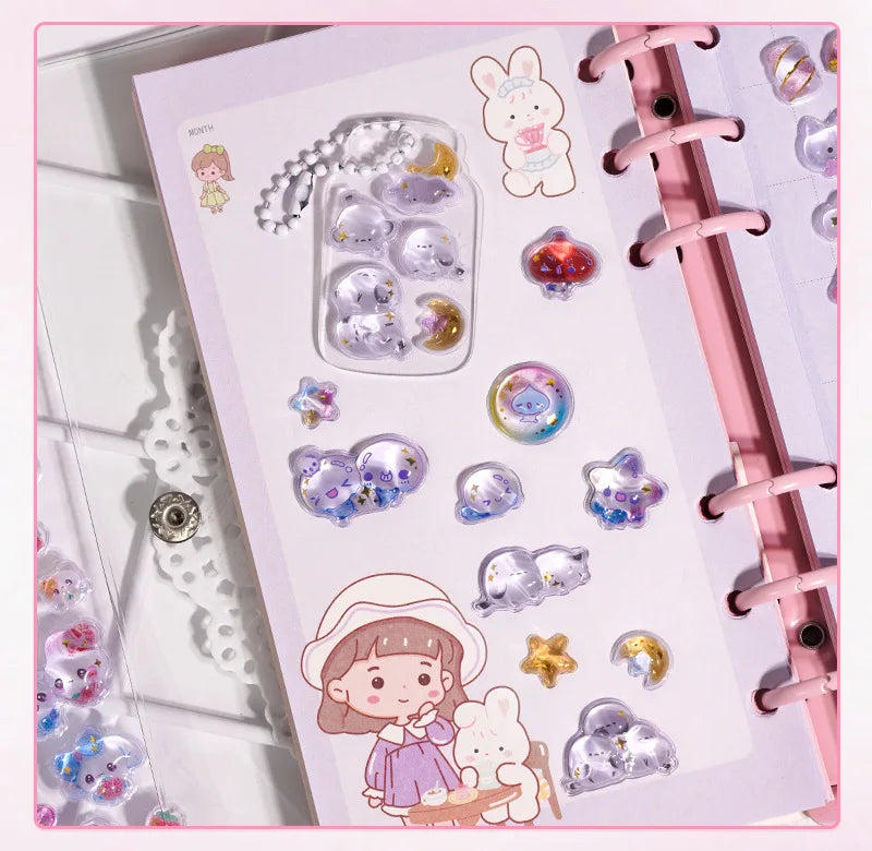 In stock 3D Kids Stickers Cat and Bunny DIY Decorative Stickers for Phones, Notebooks, and Educational Rewards