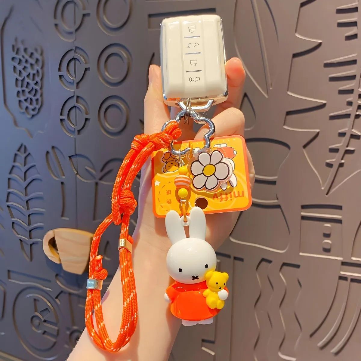 Kawaii Miffy Rabbit Keychain Doll  Cutegirlish Anime Cartoon Creative Rope Weaving Keychain Schoolbag Couple Gift