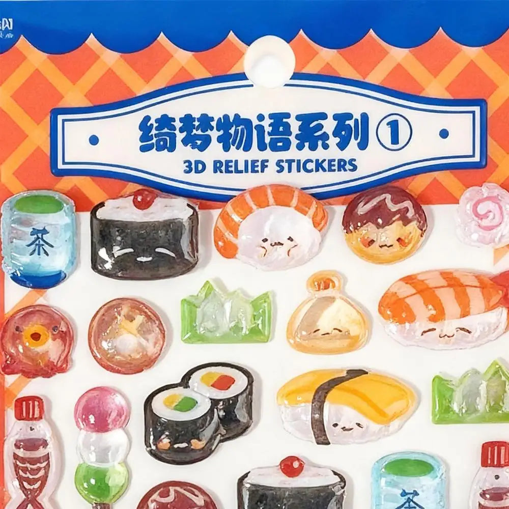 3D Stickers for Kids Cartoon Adhesive Decals Foods Theme 3D Puff Sticker for Laptops Phone Case Party Birthday Classroom Reward