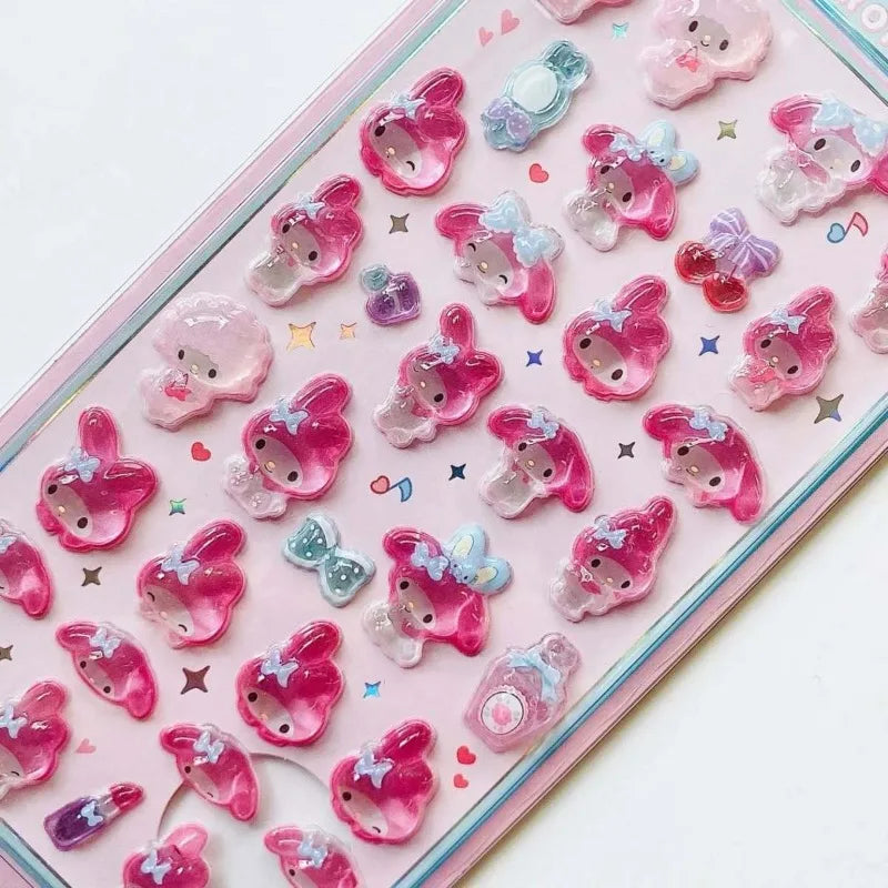 3D Sanrio Hello Kitty Anime Sticker Jelly Toys Phone DIY Crystal Decorative Stickers Christmas Cards Decorative Stickers Gifts