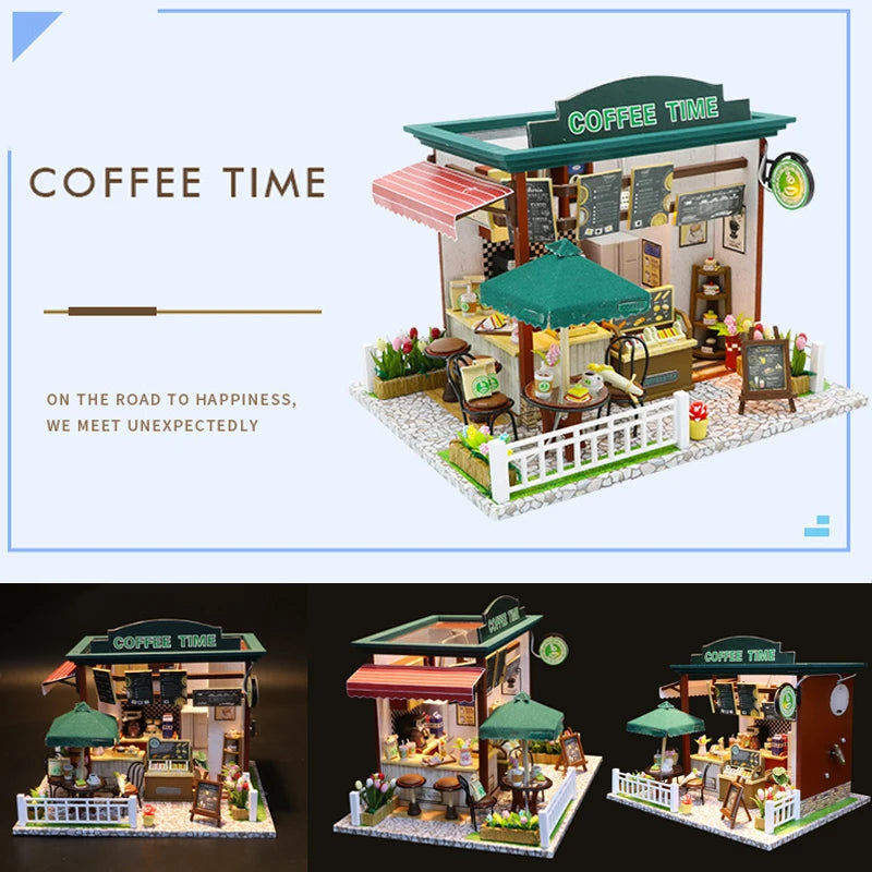 3D Puzzle Building Model Kit Wooden Miniature Doll House With LED Lights Assembled DollHouses Home Decoration Birthday Gifts