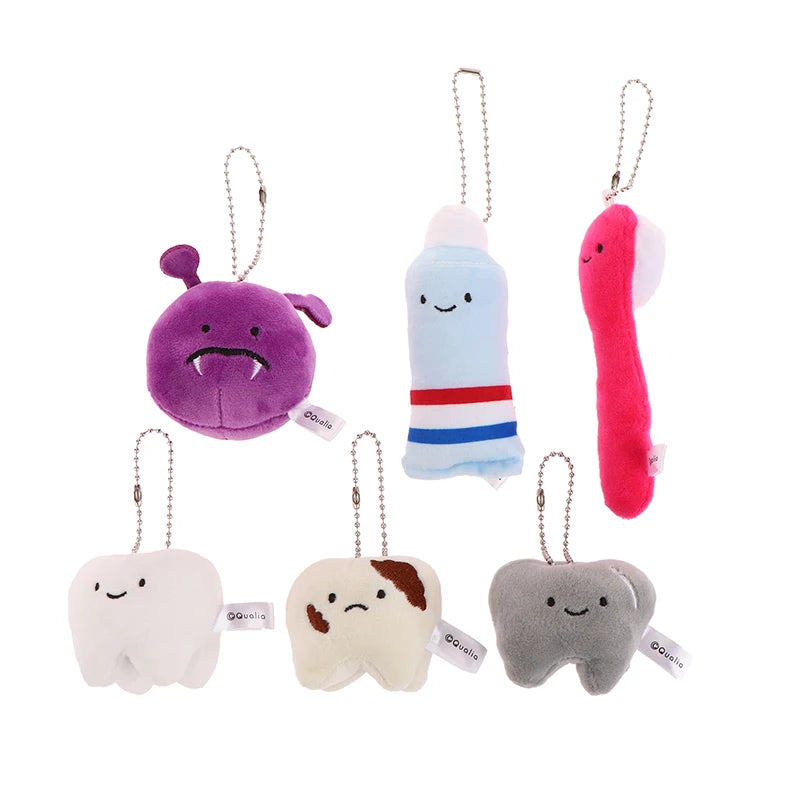 Cute Fun Plush Doll Toy Cartoon Stuffed Tooth Toothpaste Toothbrush Dolls Keychain Bag Pendant For Kids Gifts
