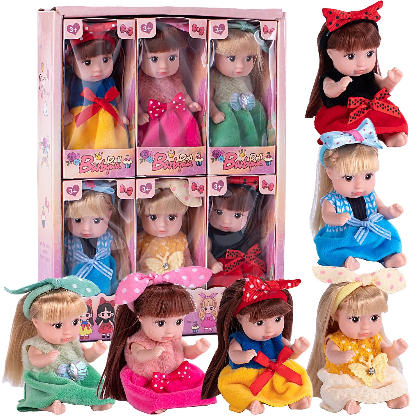 A Set of 6 Mini Baby Dolls, Reborn Baby Dolls, Suitable for Children Aged 3 And Above