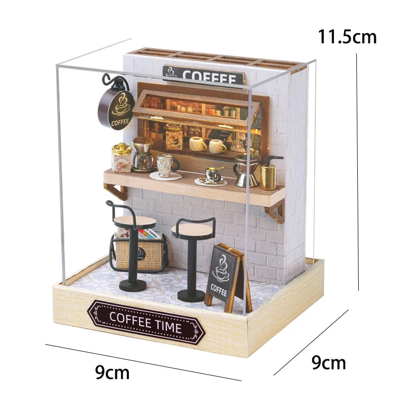 3D Puzzle Building Model Kit Wooden Miniature Doll House With LED Lights Assembled DollHouses Home Decoration Birthday Gifts