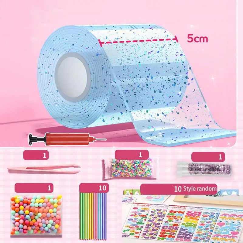 PET Nano Glue Knead Music Double Sided Tape Blow Bubbles Full Set Of Nano Tape Bubble Blowing Decompression Toy Stickers